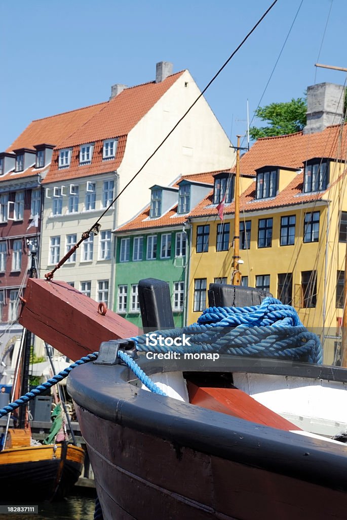 Bowsprit and blue rope on a ship in Nyhavn Bowsprit and blue rope on a ship in Nyhavn, Copenhagen, Denmark Blue Stock Photo