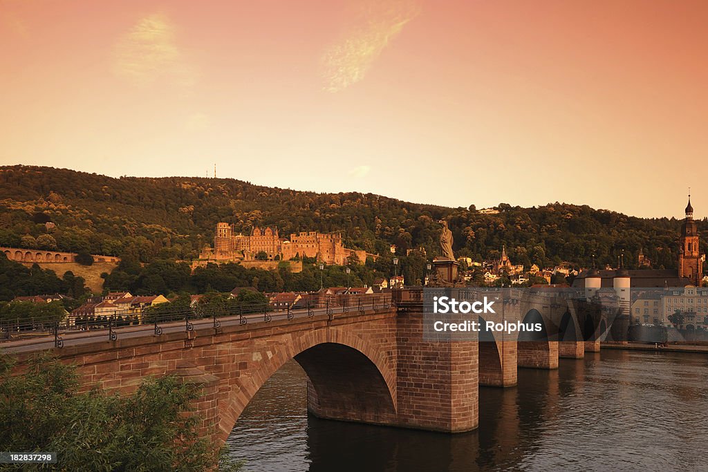 Palace Heidelberg Bridge View Summer Sunset Castles & Palaces Bridge - Built Structure Stock Photo