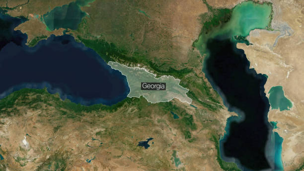 georgia - explorer: country identification maps стоковое изображение - satellite view topography aerial view mid air стоковые фото и изображения