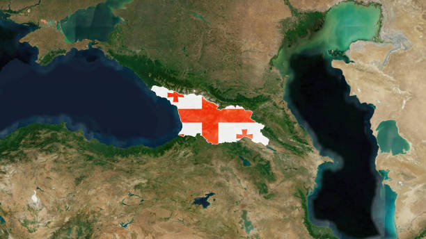 georgia - explorer: country identification maps стоковое изображение - satellite view topography aerial view mid air стоковые фото и изображения