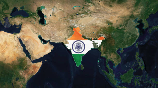 индия - исследователь: карты идентификации стран стоковое изображение - satellite view topography aerial view mid air стоковые фото и изображения