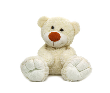 White teddy bear toy isolated on white background