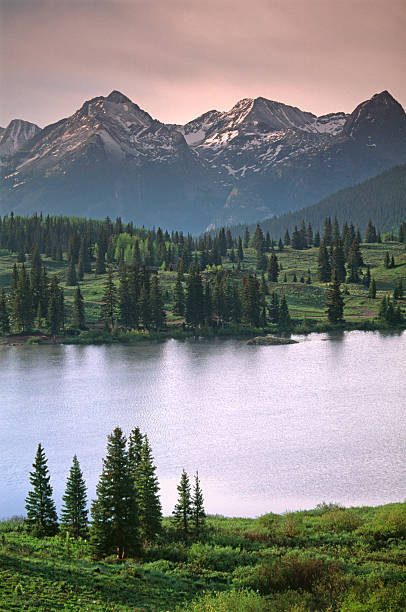 Moody mountains and mountain lakes