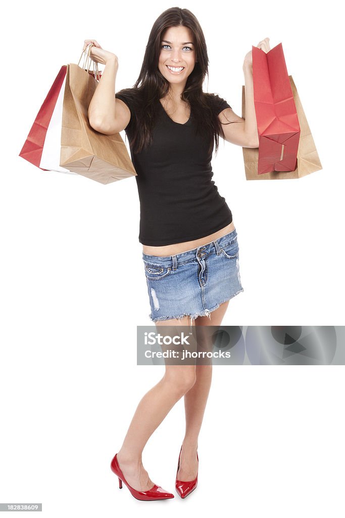 Mulher atraente com sacos de compras - Foto de stock de 20 Anos royalty-free