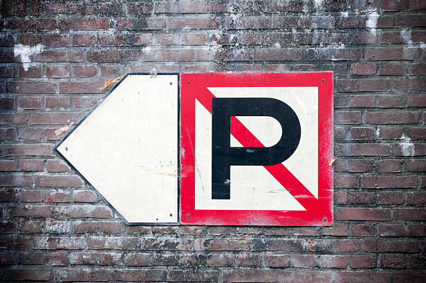 istock No parking sign on brick wall 182838705
