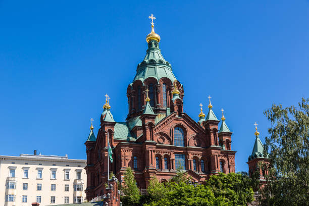 Uspenski Orthodox Cathedral in Helsinki in a beautiful summer day, Finland