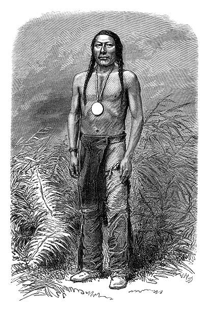 Engraving of native american chief 1868  comanche indians stock illustrations