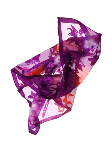 purple silk scarf on white background