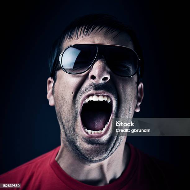 Dark Man Screaming Stock Photo - Download Image Now - Adult, Adults Only, Anger