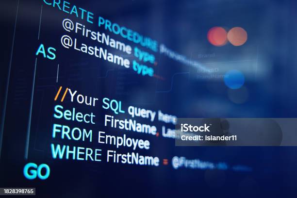 Contoh Kode Sql Editor Teks Pengembang Atau Programmer Memperlihatkan Kode Sql Pada ...