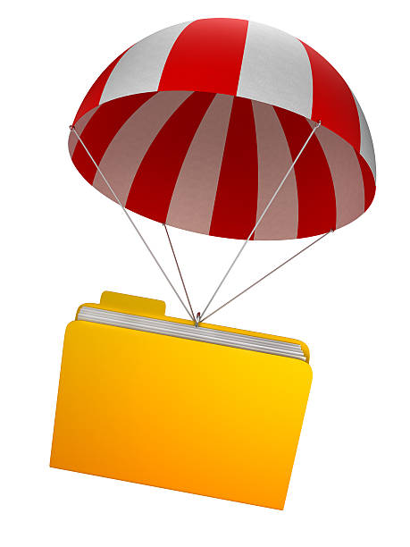 le dossier de la sécurité des données en parachute isolé blanc (tracé de détourage - archives backup data three dimensional shape photos et images de collection