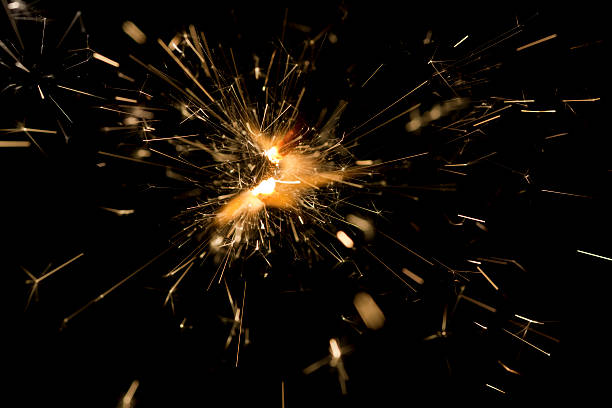 Burning fuse flames isolated on black