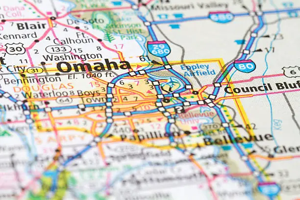 "Omaha, Nebraska on the map."