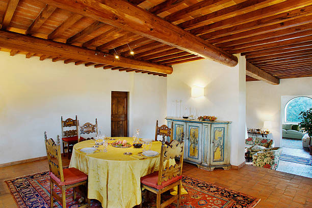 istock Table set in elegant old style dining room, country house 182841364