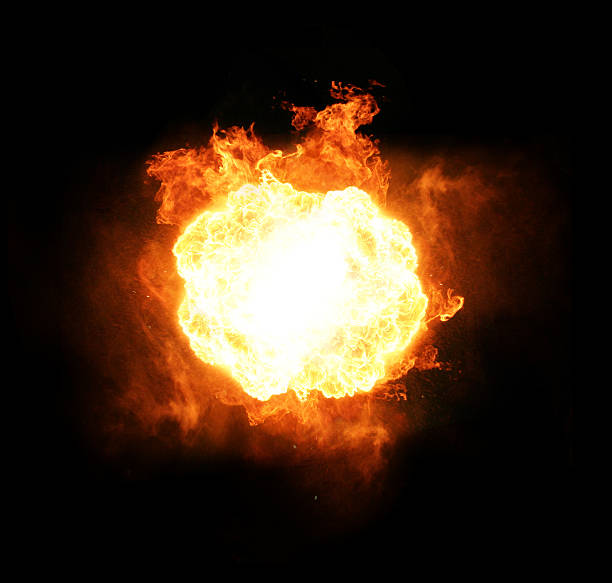 explosion fire and flame.. isolated on black fireball stock pictures, royalty-free photos & images