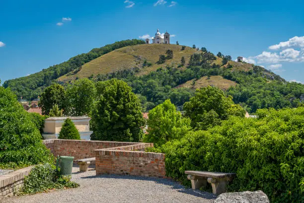 View of the Holy Hill at Mikulov, a popular tourist destination