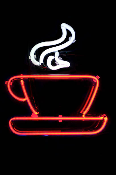 istock Steaming Hot Cup of Coffee in Neon 182842629