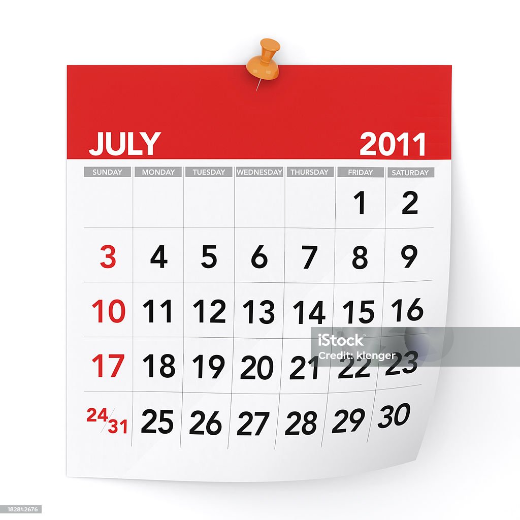 Calendário de julho de 2011 - Foto de stock de 2011 royalty-free