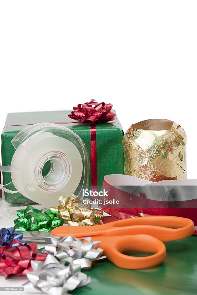 Regalo di Natale confezione materiali - Foto stock royalty-free di Arancione