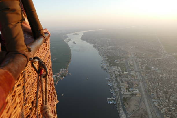 Aerial Photography Beautiful aerial photos of the Nile River and the surrounding area taken from a Hot Air Balloon. nile delta photos stock pictures, royalty-free photos & images