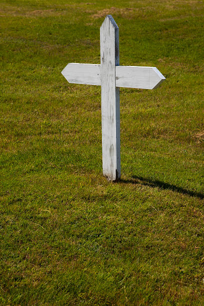 istock Wooden Cross Grave Site in Cemetary 182845626