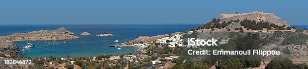 Rhodes Lindos Bay And Acropolis Stock Photo - Download Image Now - Acropolis - Lindos, Aegean Islands, Ancient