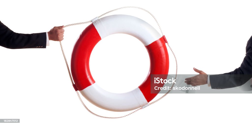 Biznes człowiek Podrzucając w Life Preserver - Zbiór zdjęć royalty-free (Boja)