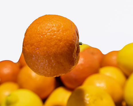 Orange isoleted in a fruit background