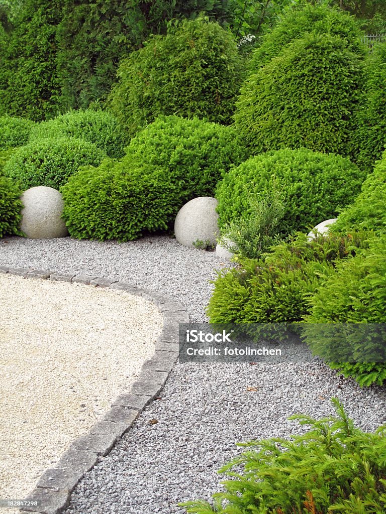 Gardendesign mit buxus und yew - Lizenzfrei Buchsbaum Stock-Foto