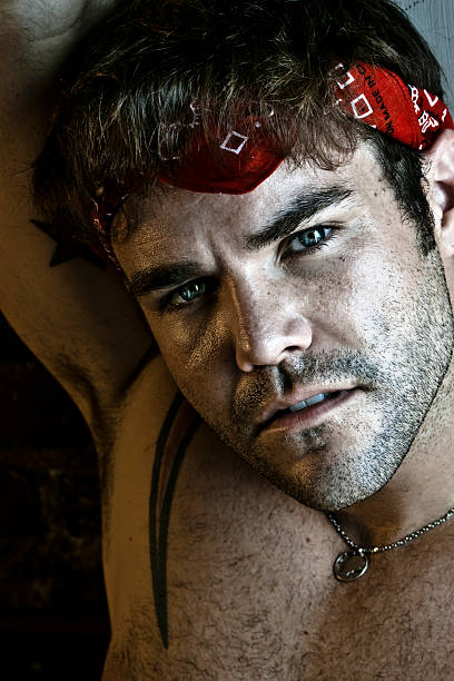 istock Man with Bandana Portrait - Grunge Techniques 182847560