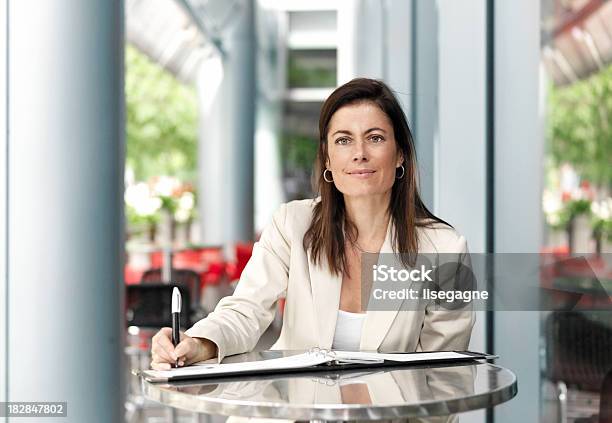 Mulher De Negócios Trabalhando Em Terace - Fotografias de stock e mais imagens de 30-39 Anos - 30-39 Anos, 40-44 anos, Adulto