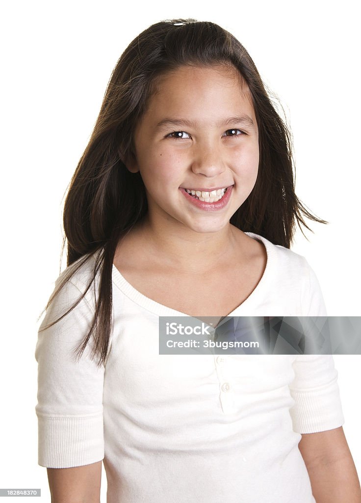 Nueve años hermosa Chica con largo cabello castaño - Foto de stock de 8-9 años libre de derechos