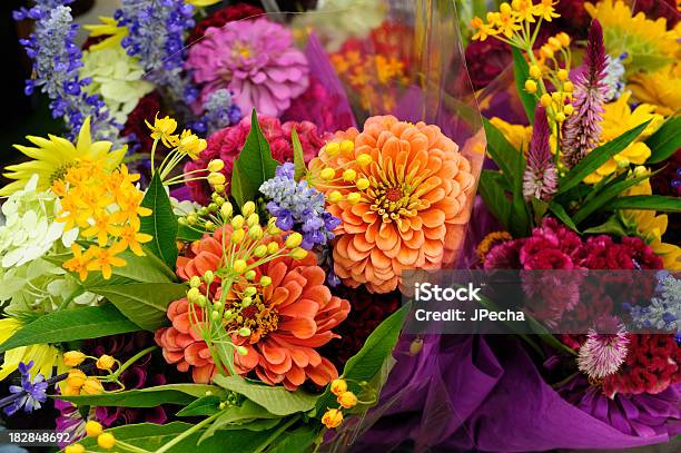Fresh Colorful Variety Flowers For Sale At Outdoor Market Stock Photo - Download Image Now