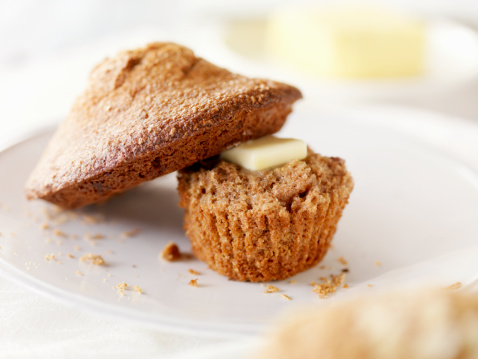 Bran Muffin with Melted Butter -Photographed on Hasselblad H3D2-39mb Camera