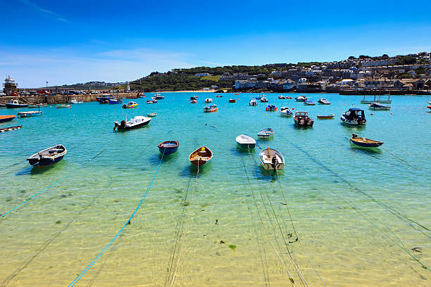 puerto de st.ives - landscape scenics beach uk fotografías e imágenes de stock