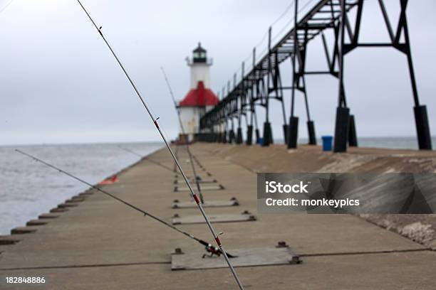 Fishing On Lake Michigan Stock Photo - Download Image Now - Fishing, Lake Michigan, Beach