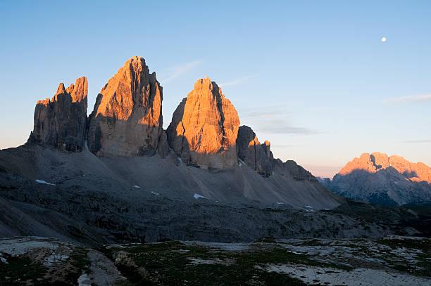 istock Sunrise and moon on Tre Cime di Lavaredo 182849224