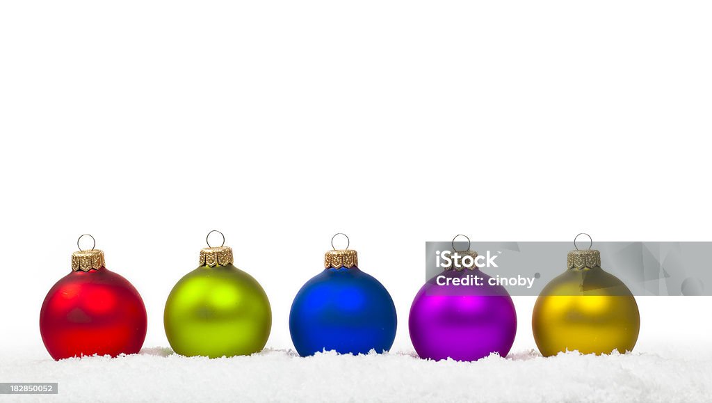 Colorful Bauble colorful bauble on snow Christmas Ornament Stock Photo