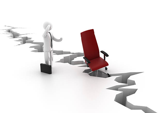 istock Businessman with office chair in trouble 182850064