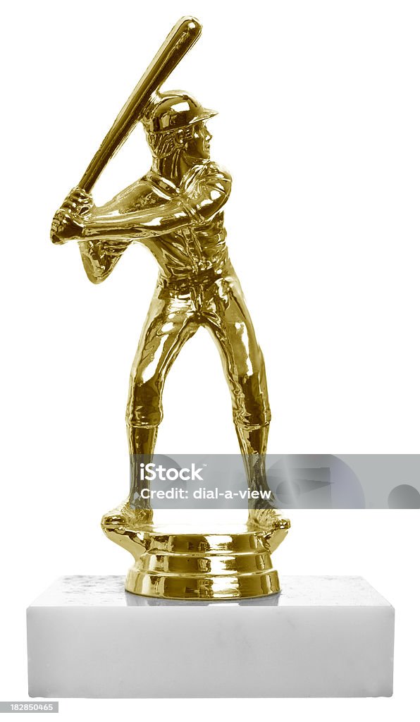 Little League Trophy "A small gold colored little league trophy with a blank marble face, isolated on a white background." Trophy - Award Stock Photo