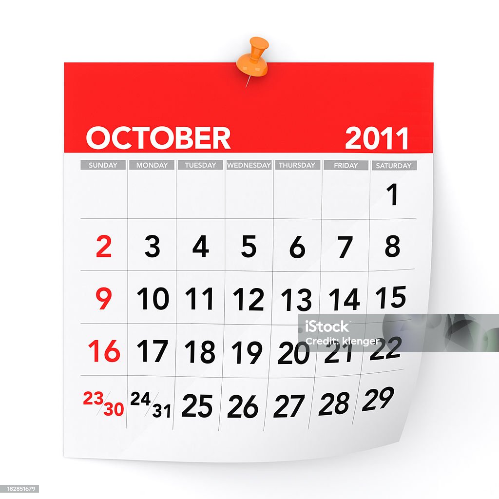 De outubro de 2011-calendário - Foto de stock de 2011 royalty-free