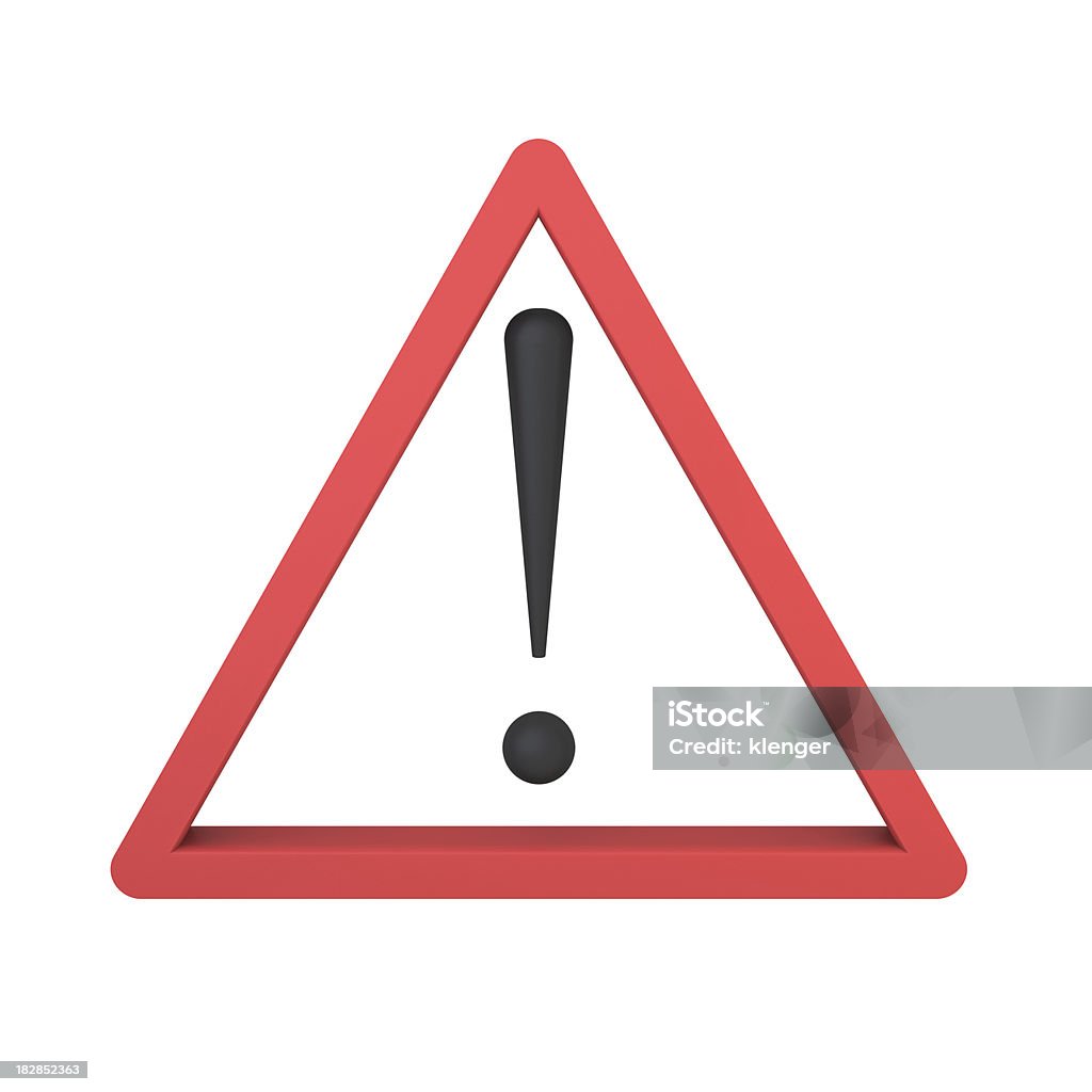 Warning Color Warning symbol on white background. 3D Rendering Alertness Stock Photo