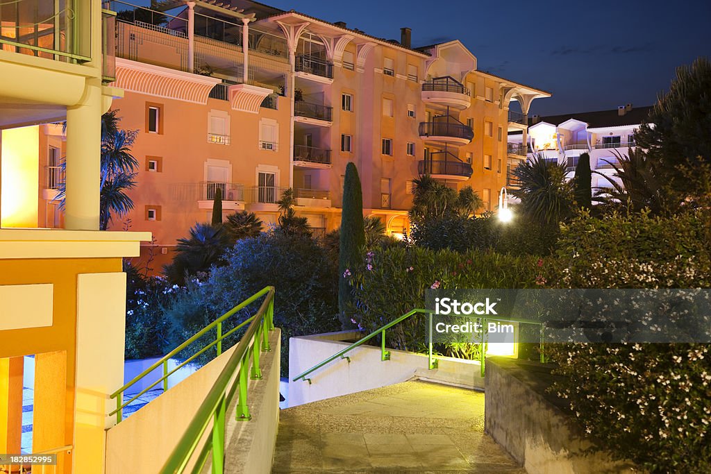 Modern Apartment Complex at Night "new condominium buildings in Frejus, Saint Raphael, Cote d'Azur, French Riviera, FranceClick here to view more related images:" Apartment Stock Photo