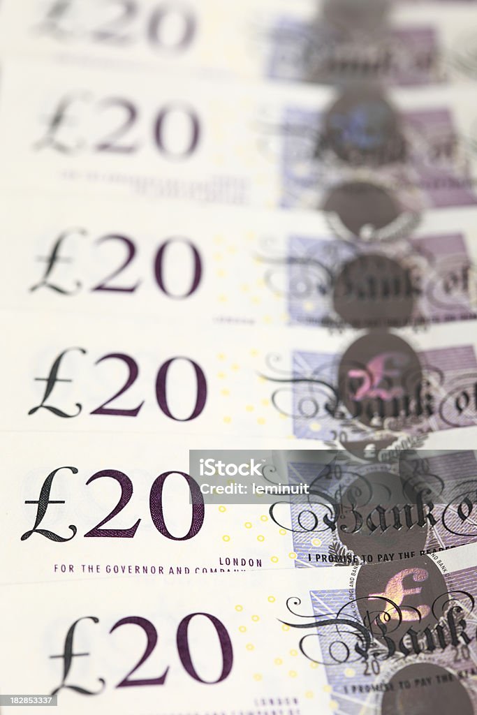 Detalhe de notas de Vinte Pounds. - Foto de stock de Cultura Britânica royalty-free