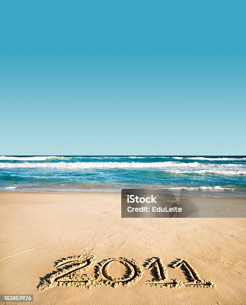새해 플라주 2011 모래에 대한 스톡 사진 및 기타 이미지 - 모래, 필기, 해변