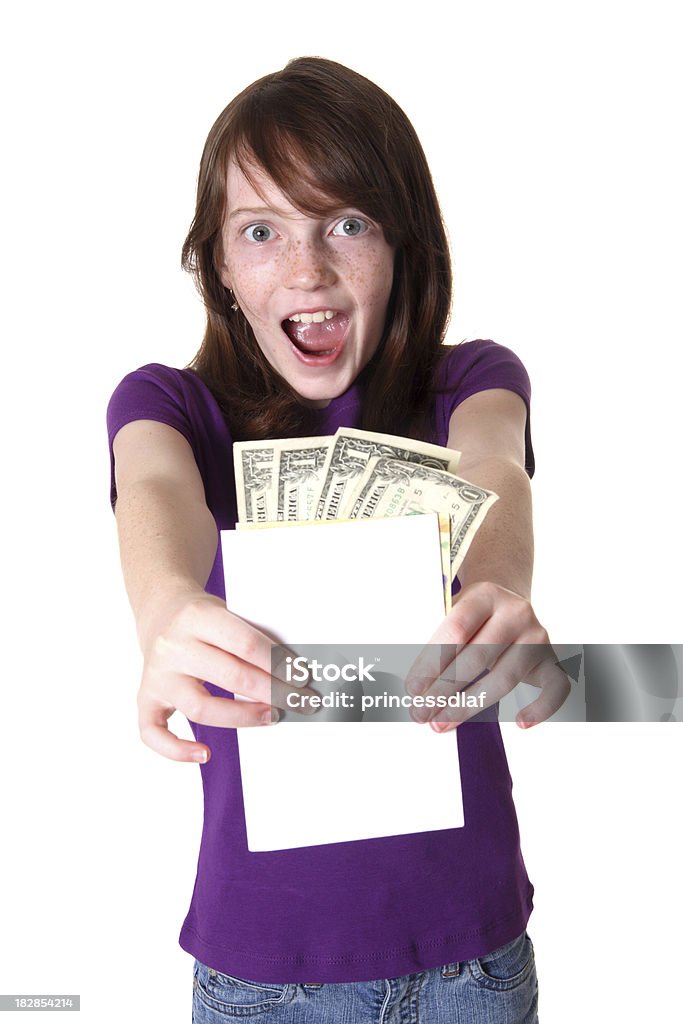 Chica con tarjeta y dinero - Foto de stock de Dinero libre de derechos