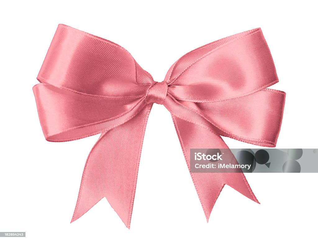 pink  bow satin roseate Bow isolated on white Tied Bow Stock Photo