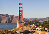 View of the Golden Gate Bridge, San Francisco, USA from Baker Beach,