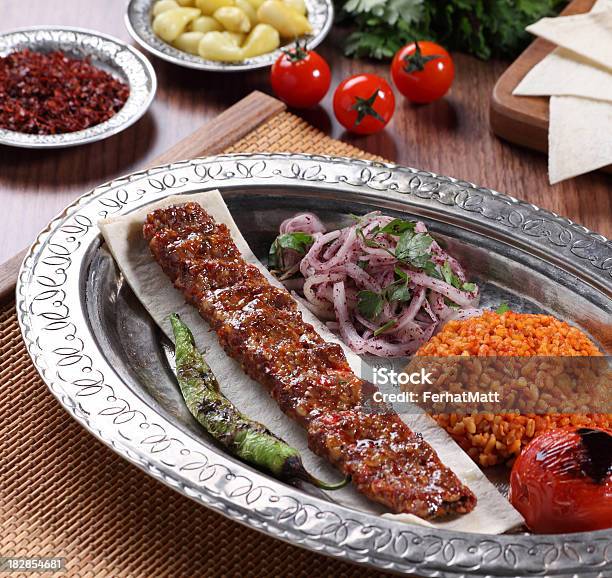 Traditional Turkish Adana Kebab Stock Photo - Download Image Now - Kebab, Beef, Bread