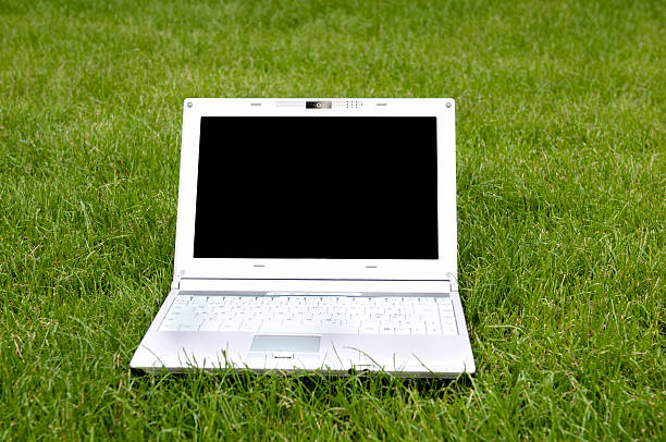 istock Laptop places outside on a green lawn 182854751